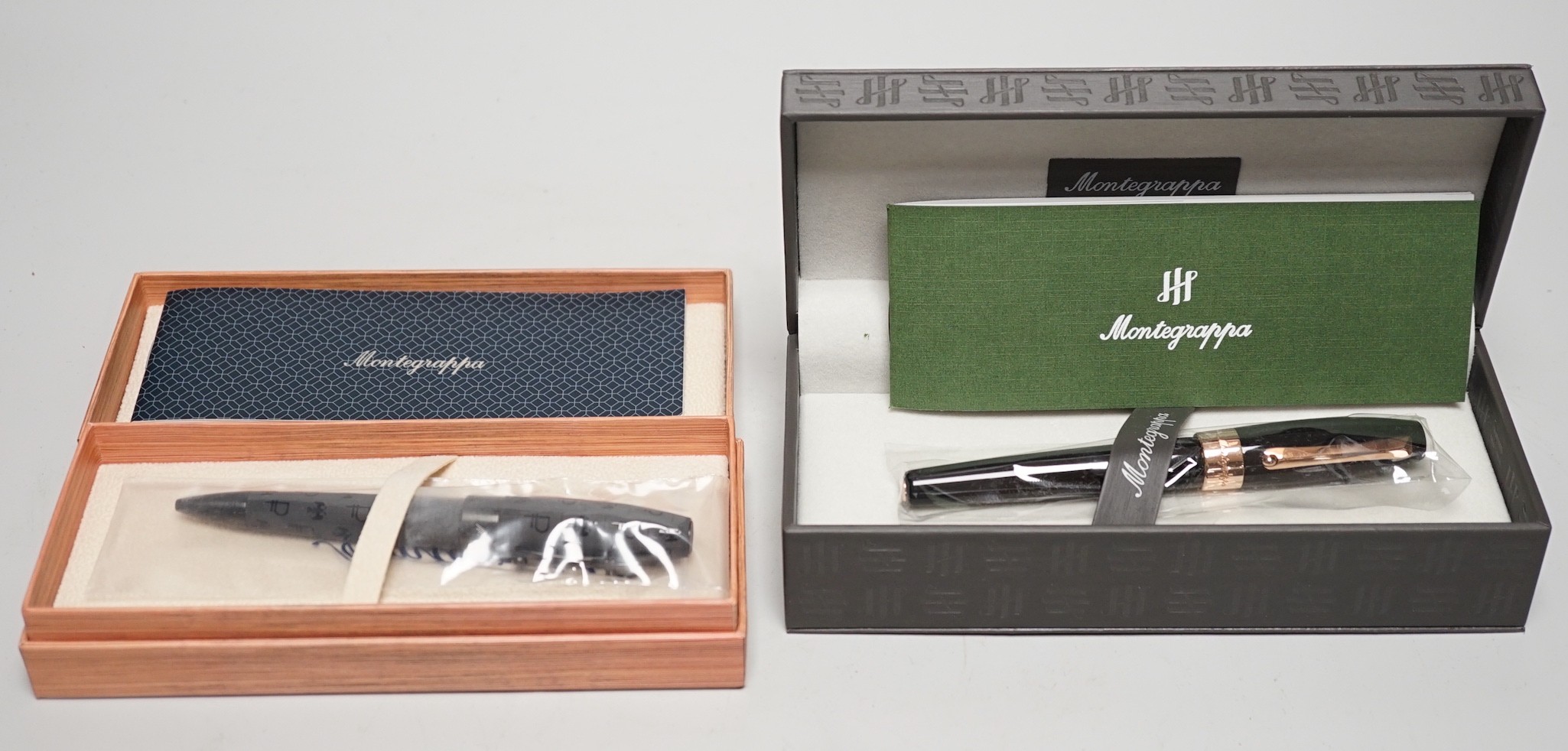 A Montegrappa Fortuna fountain pen and Ruble ball point pen, cased